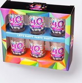 Verjaardag -  6 Happy Shot glasses - 40 Happy Birthday - In cadeauverpakking met gekleurd lint