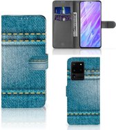 Geschikt voor Samsung Galaxy S20 Ultra Wallet Case met Pasjes Jeans