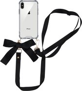 iMoshion Backcover met koord hoesje - Satijn iPhone Xs / X hoesje - Zwart