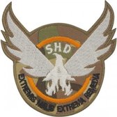 The Division SHD Extremis Malis Extrema Remedia Camo Geborduurde patch embleem met klittenband