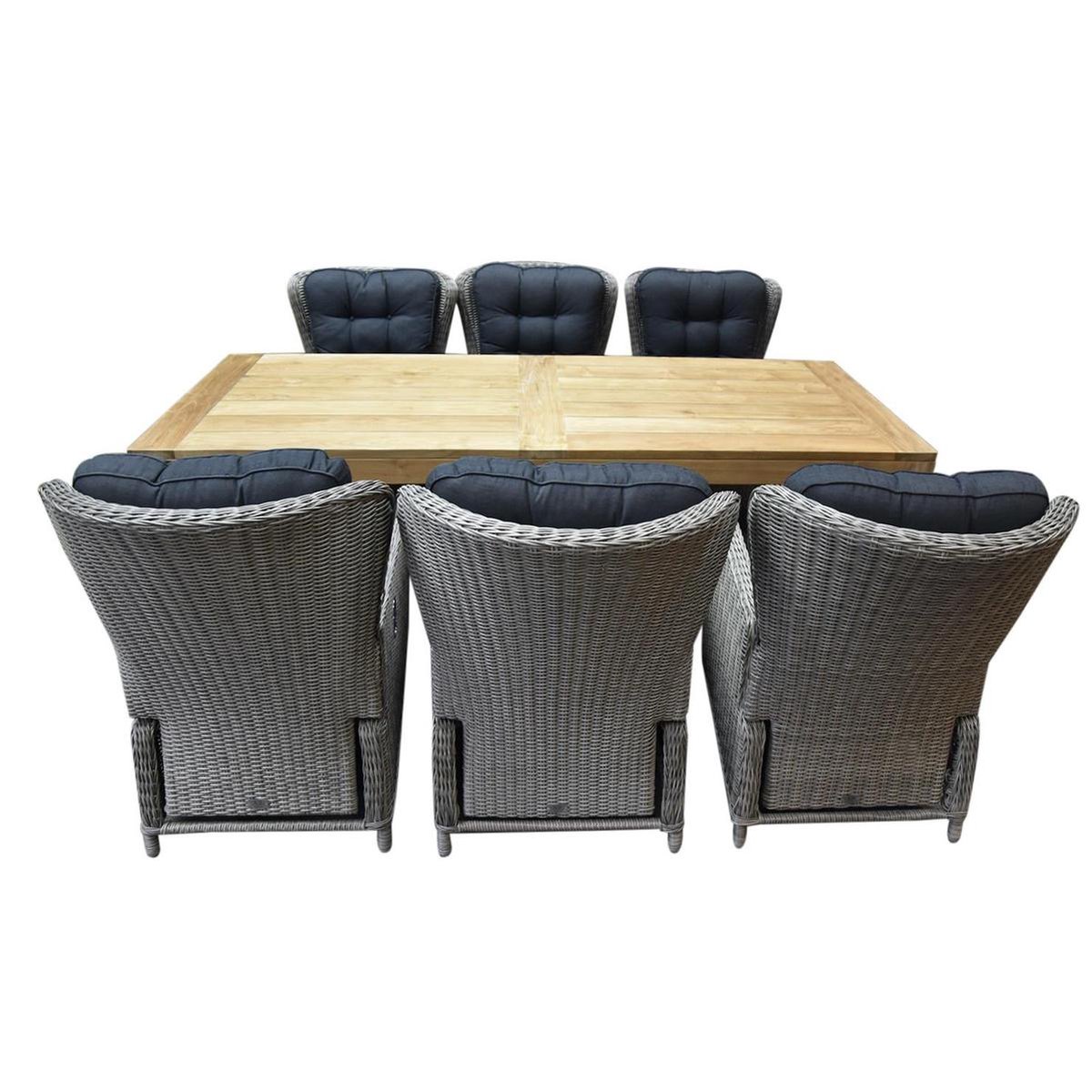 Marina lounge Krista dining tuinset 240x100xH77,5 cm 7-delig grijs verstelbaar