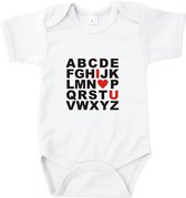 Rompertjes baby met tekst - ABC i love you - Romper wit - Maat 74/80