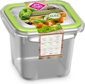 2x Récipients pour bouillon / nourriture 0,5 litre plastique transparent / vert / plastique - Kiev - Récipient alimentaire hermétique / hermétique - Mealprep - Conserver les repas