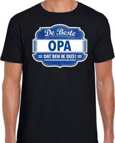Cadeau t-shirt voor de beste opa voor heren - zwart met blauw - opa's - kado shirt / kleding - verjaardag / collega M