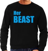 Her beast sweater / trui zwart met blauwe letters voor heren 2XL