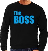 The boss sweater / trui zwart met blauwe letters voor heren 2XL