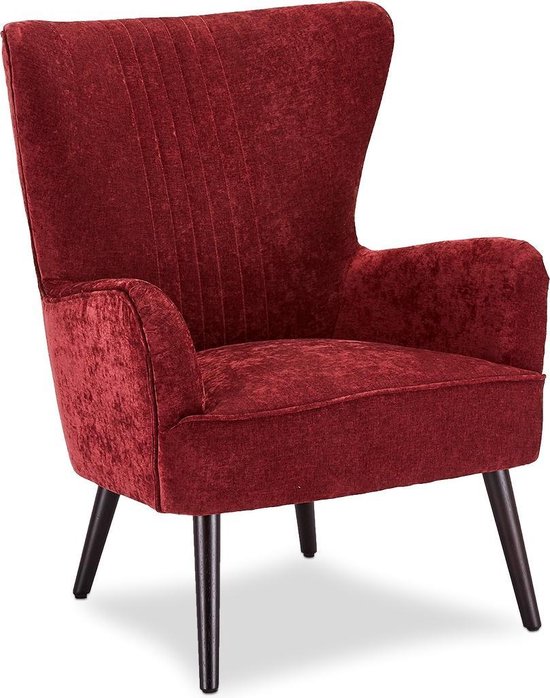 Bianca fauteuil rood, houten poten zwart. | bol.com