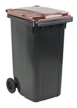 Afvalcontainer 240 liter grijs met bruin deksel
