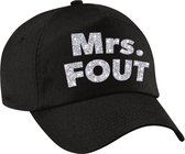 Mrs. FOUT pet  / cap zwart met zilver bedrukking dames -  Fout e party cap