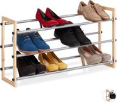 relaxdays étagère à chaussures extensible - armoire à chaussures - étagère à chaussures - métal - bois 3