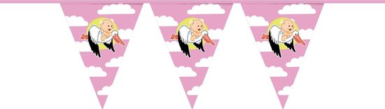 Geboorteslinger ooievaar roze