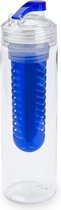 Transparante drinkfles/waterfles met  blauw fruit infuser/filter 700 ml - Sportfles - BPA-vrij