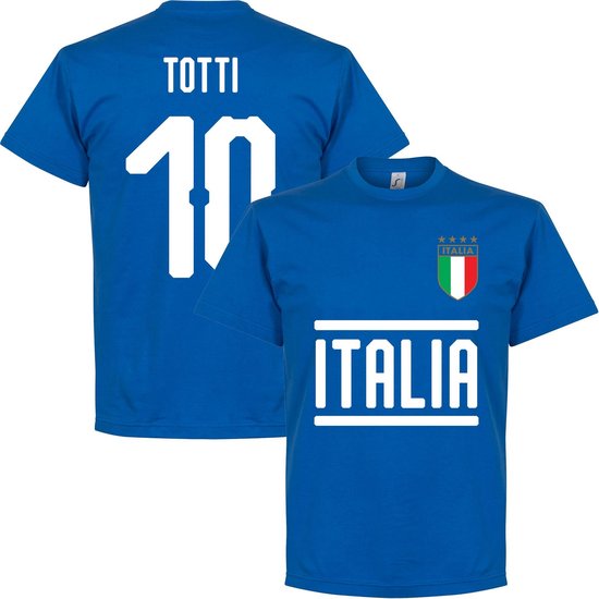 Italië Totti 10 Team T-Shirt - Blauw - S