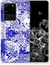 Silicone Back Case Geschikt voor Samsung Galaxy S20 Ultra Angel Skull Blue