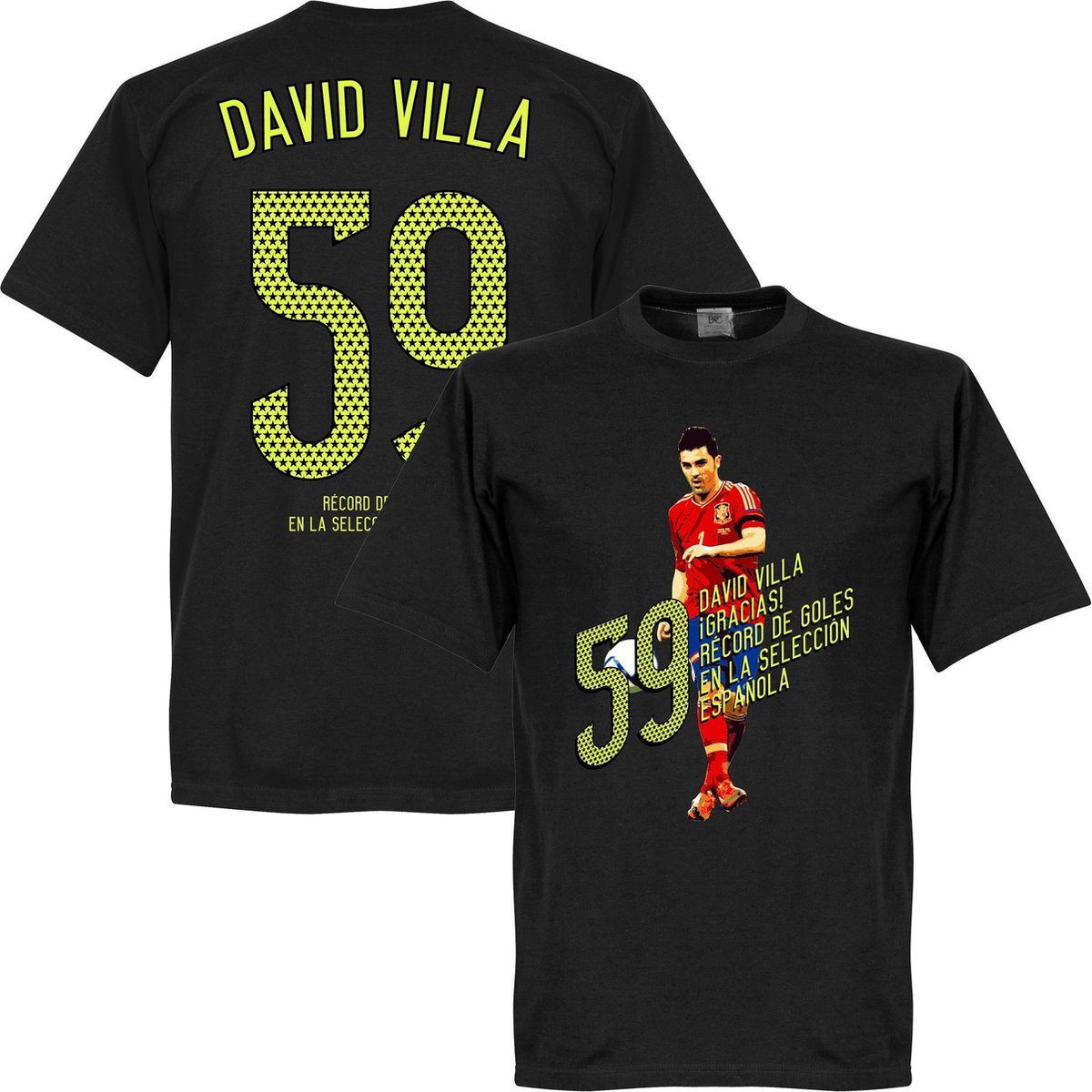 David Villa 59 Goals T-Shirt - Zwart - XL