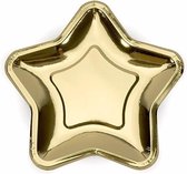 24x Assiettes en carton doré forme étoile 18 cm - Assiettes mariage / dîner de Noël / barbecue ou fête
