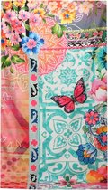 Melli Mello - Flowers turquoise multi - Strandlaken - badlaken- handdoek - 90x180 cm