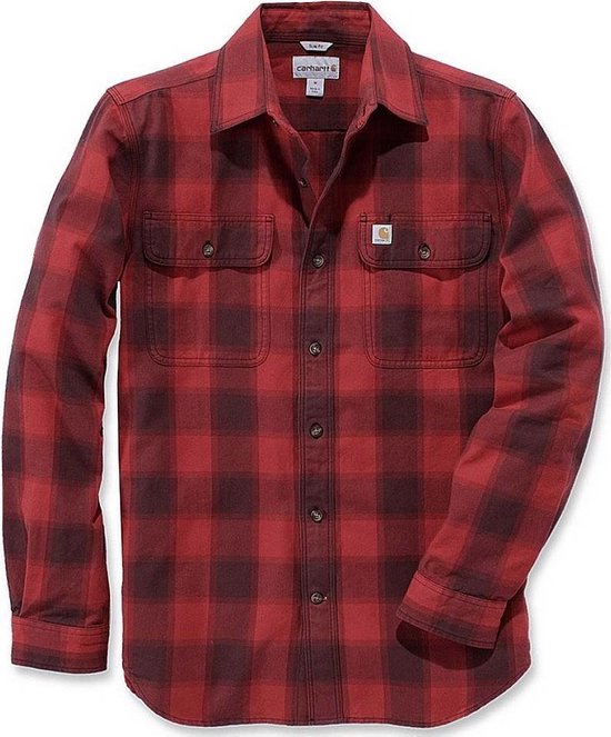 Carhartt Slim Fit Flannel Shirt Dark Crimson Heren Size : L | bol.com