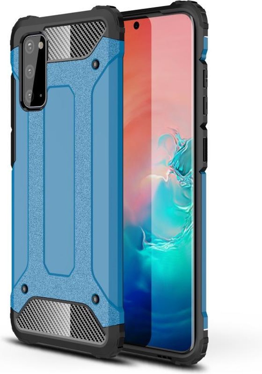 Armor Hybrid Back Cover - Geschikt voor Samsung Galaxy S20 Hoesje - Lichtblauw
