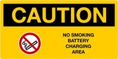Sticker 'Caution: No smoking, battery charging area' 150 x 75 mm