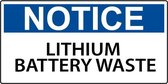 Sticker 'Notice: Lithium battery waste' 100 x 50 mm