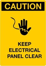 Sticker 'Caution: Keep electrical panel clear', 297 x 210 mm (A4)