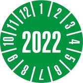Keuringssticker met jaartal 2022 per boekje, groen 25 mm - 105 per boekje