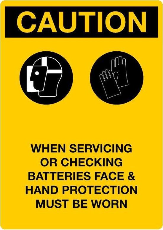 Sticker 'Caution: Face & hand protection must be worn' 297 x 210 mm (A4 ...