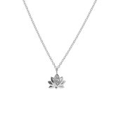 Lucardi Dames Ketting met hanger lotus met zirkonia - Echt Zilver - Ketting - Cadeau - 42 cm - Zilverkleurig