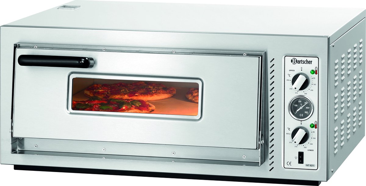Bol.com Bartscher Pizzaoven - Elektrisch - NT 621 - 1 Kamer - 4 Pizza’s Ø300mm - 400V - 885x790x400mm - Horeca Oven aanbieding