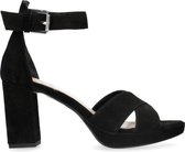 Manfield - Dames - Zwarte suède sandalen met hak - Maat 40