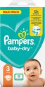 Pampers Baby-Dry Maat 3, 128 Luiers, Tot 12 Uur Bescherming, 6-10kg