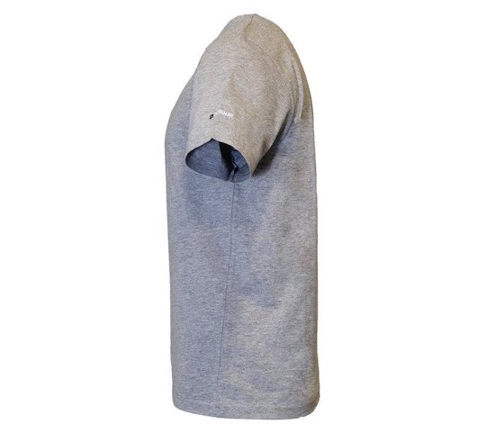 Lichtgrijs T-shirt van Donnay, zijaanzicht, met logo op de mouw.