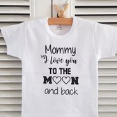 Baby Rompertje met tekst maam | Mommy I love you to the moon and back | korte mouw | wit zwart | maat 50/56 |