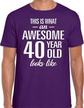 Awesome 40 year / 40 jaar cadeau t-shirt paars heren M