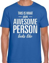 Awesome Person tekst t-shirt blauw heren XL