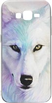 ADEL Siliconen Back Cover Softcase Hoesje Geschikt voor Samsung Galaxy J7 (2015) - Wolf Lichtblauw