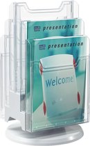 Tafelsdisplay A4 - 6 vakken, Lichtgrijs/cristal