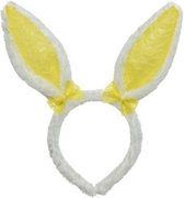 Wit/gele konijn/haas oren verkleed diadeem voor kids/volwassenen - Verkleedaccessoires - Feestartikelen