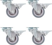 Zwenkwielen met dubbele remmen 4 st 50 mm