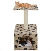 Kattenkrabpaal met sisal krabpaal 55 cm pootafdrukken beige