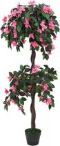 Kunstplant met pot rododendron 155 cm groen en roze