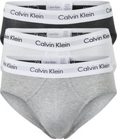Calvin Klein hipster brief (3-pack) - heren slips - zwart - wit - grijs met witte band - Maat: S