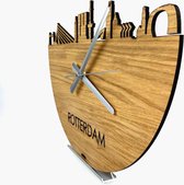 Skyline Klok Rotterdam Eikenhout - Ø 40 cm - Stil uurwerk - Wanddecoratie - Meer steden beschikbaar - Woonkamer idee - Woondecoratie - City Art - Steden kunst - Cadeau voor hem - Cadeau voor haar - Jubileum - Trouwerij - Housewarming - WoodWideCities