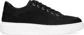 Manfield - Heren - Zwarte nubuck sneakers - Maat 44