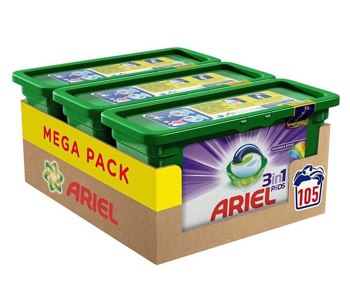 Ariel 3in1 PODS Colour & Style - Kwartaalbox 105 Wasbeurten - Wasmiddel Capsules