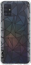 Casetastic Samsung Galaxy A51 (2020) Hoesje - Softcover Hoesje met Design - Abstraction Lines Black Transparent Print