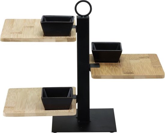 Etagère 3-laags bamboe/metaal | Horeca Groothandel