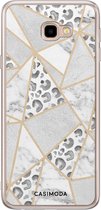 Samsung J4 Plus hoesje siliconen - Stone & leopard print | Samsung Galaxy J4 Plus case | Bruin/beige | TPU backcover transparant