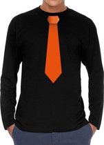 Stropdas oranje long sleeve t-shirt zwart voor heren S